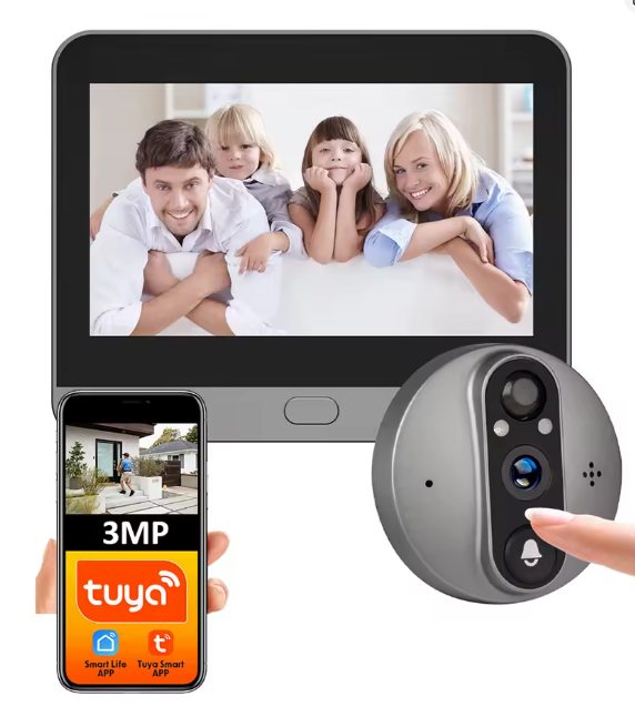 Olho mágico para porta 3MP Vida inteligente tuya 1080p wi-fi