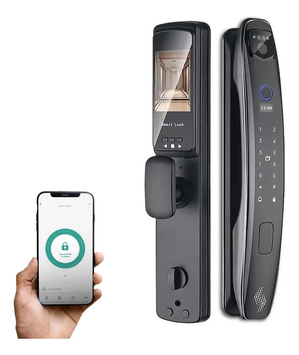 Fechadura Tuya Xsdts Digital Cinza Metalizado Cor Cinza-metalizado 3D Face Smart Door Lock.