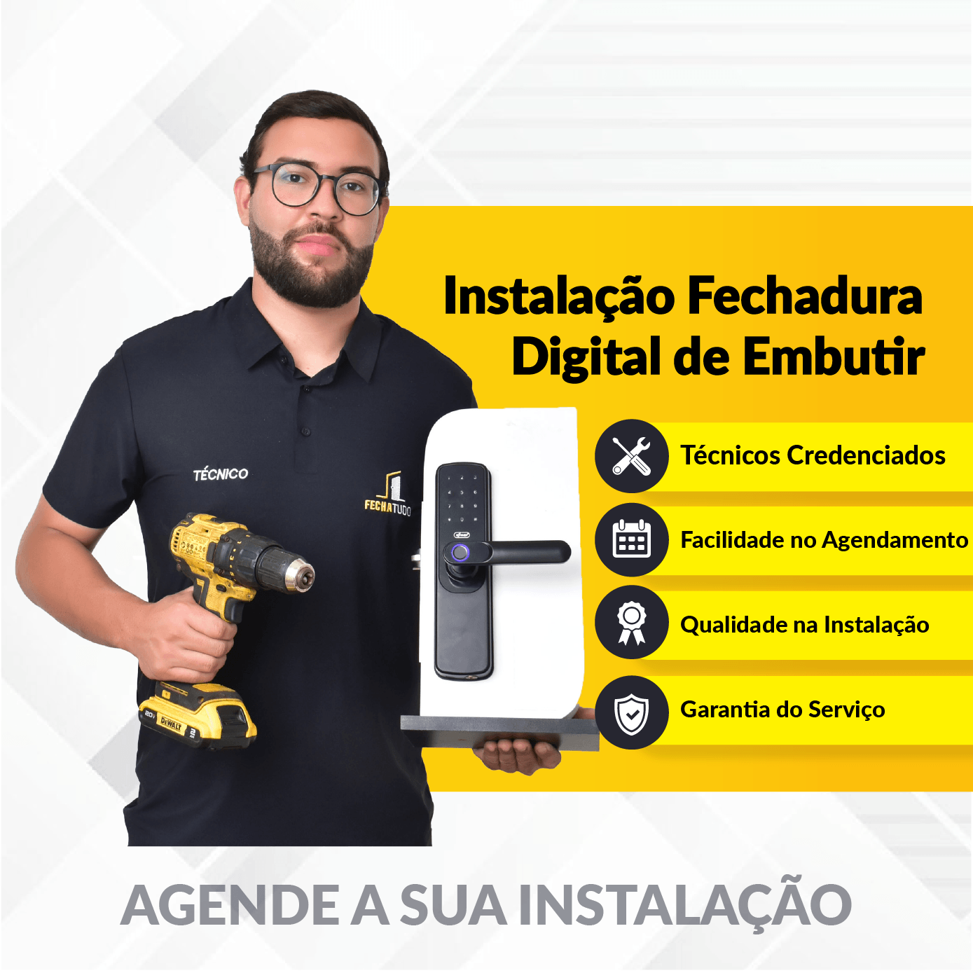 Instalação Fechadura Digital de Embutir