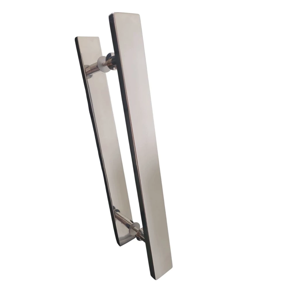 Puxador Inox Para Porta Pivotante Madeira Vidro 40 Cm Cor Polido Alto Brilho