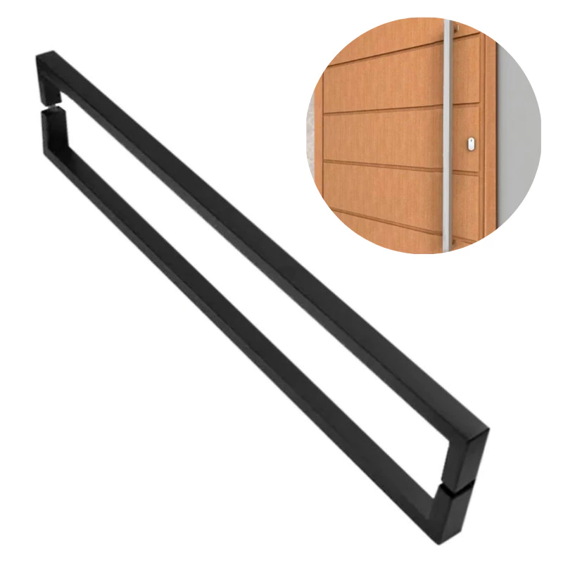 Puxador De Porta Inox 304 Escovado Fosco Preto Madeira Vidro Brinovar
