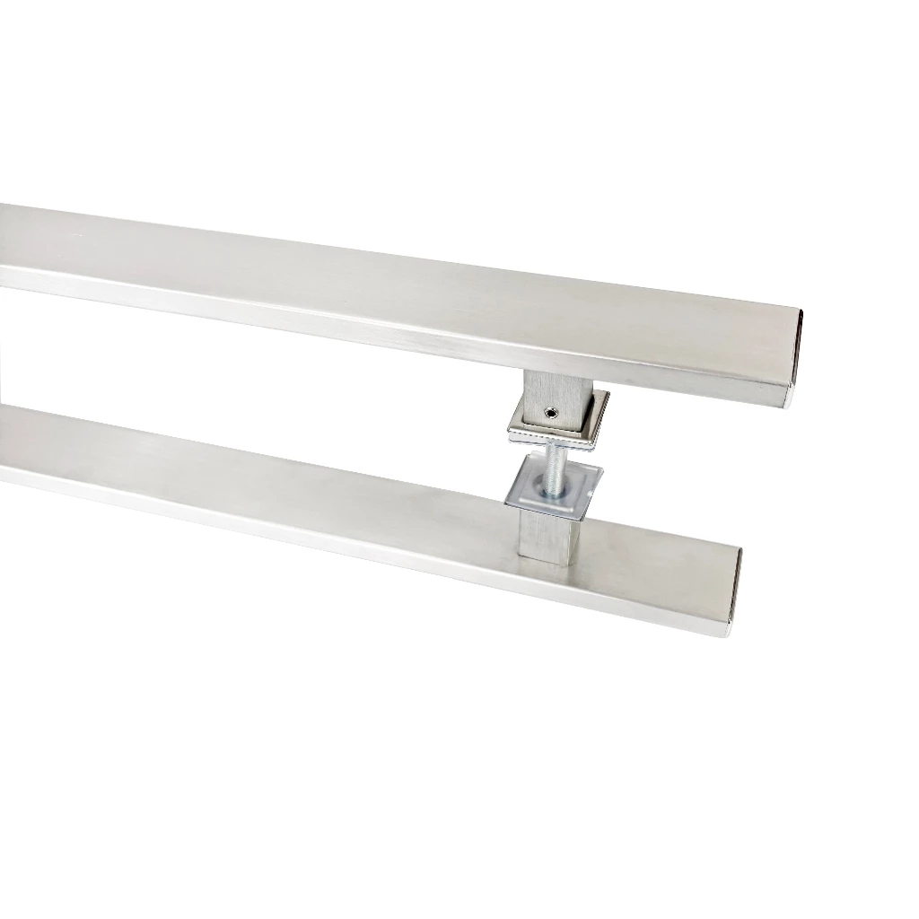 Puxador Porta Duplo Em Alumínio 120cm Modelo Flat Aluminum Escovado