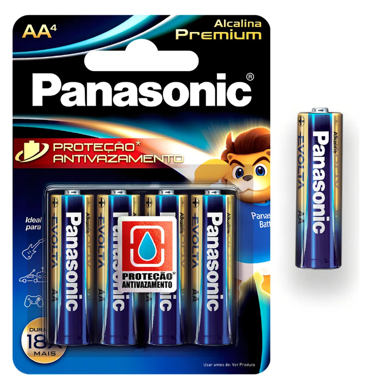 Pilha Alcalina AA Pequena Panasonic Premium – Antivazamento