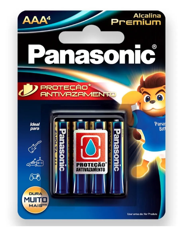 04 Pilhas AAA Palito Alcalina Premium1 Cartela – Antivazamento