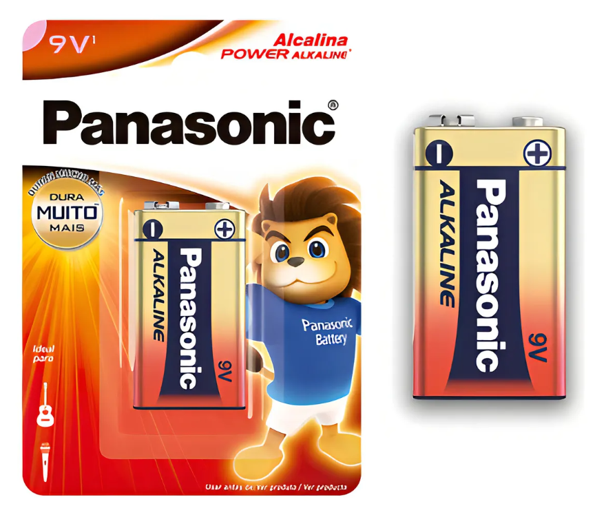 02 Pilhas Baterias 9v Alcalina Panasonic 2 Cartelas