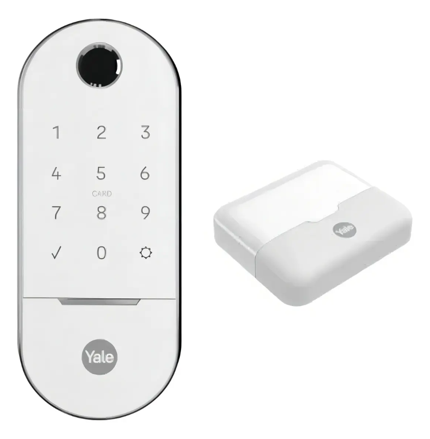 Fechadura Digital Yale Lia Connect Branca com Biometria, Senha e Cartão